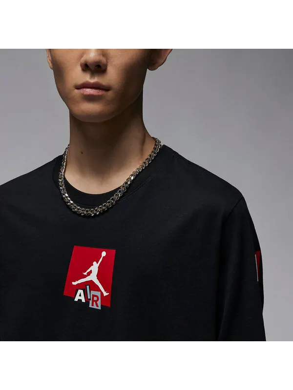 Футболка брендовая футболка с длинным рукавом Air Jordan — изображение 2 из 4, черный
