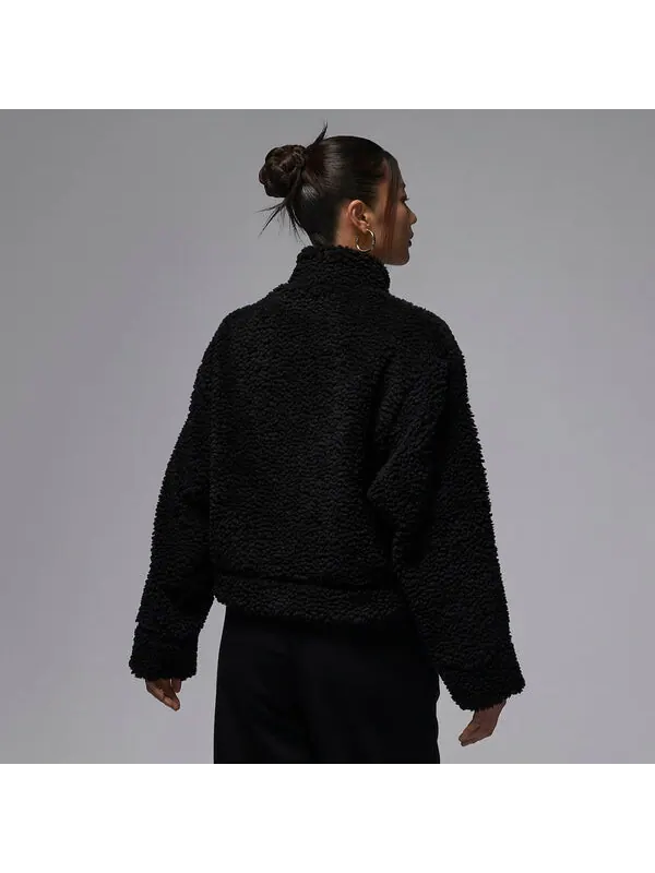 Куртка (WMNS) Air Jordan Teddy Jacket 'Black' — изображение 4 из 4, черный