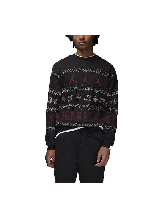Свитер Air jordan essential holiday fleece crew 'Gym Red Black' — изображение 1 из 4, красный/черный