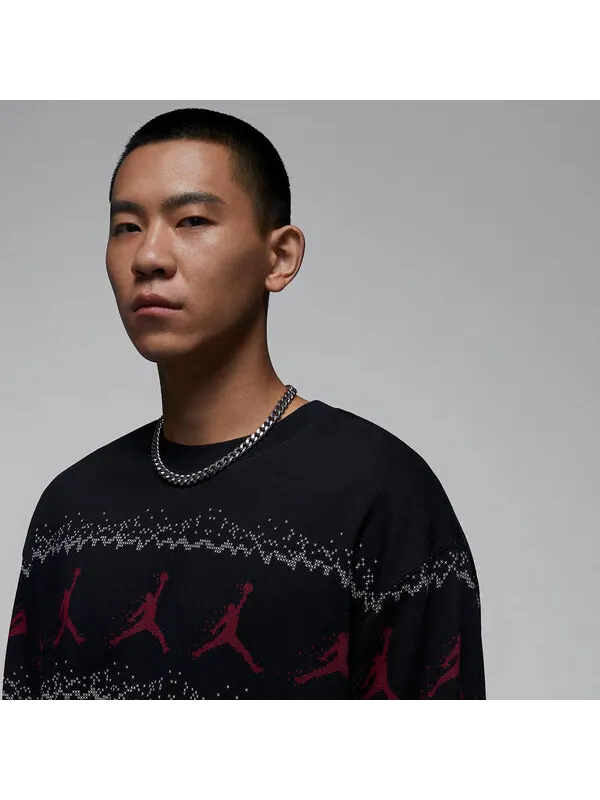 Свитер Air jordan essential holiday fleece crew 'Gym Red Black' — изображение 2 из 4, красный/черный