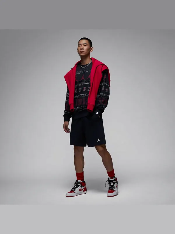 Свитер Air jordan essential holiday fleece crew 'Gym Red Black' — изображение 3 из 4, красный/черный