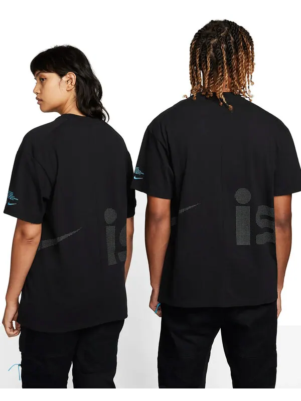 Футболка Nike ISPA Short-Sleeve T-Shirt 'Black' — изображение 3 из 3, черный/мульти