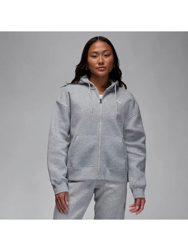 Толстовка (WMNS) Air Jordan Brooklyn Fleece Full-Zip Hoodie Asia Sizing 'Dark Grey Heather' — изображение 2 из 4