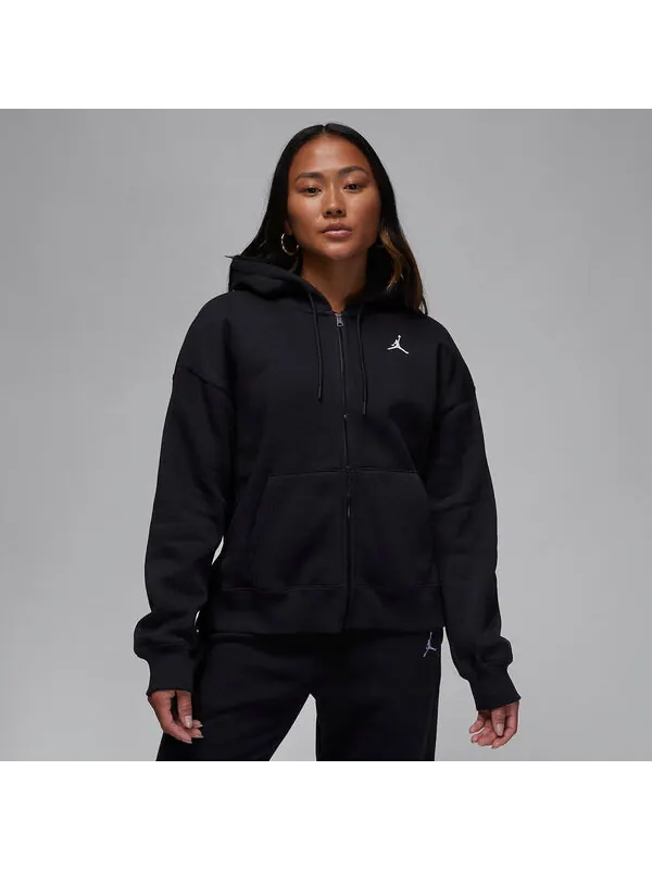 Толстовка brooklyn fleece full zip hoodie 'black' Air Jordan — изображение 2 из 4, черный/белый
