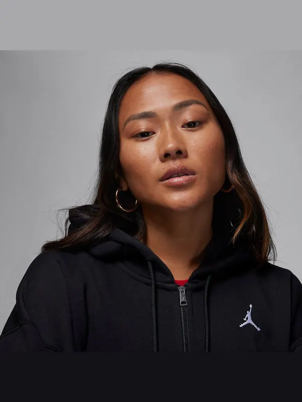 Толстовка brooklyn fleece full zip hoodie 'black' Air Jordan — изображение 4 из 4, черный/белый