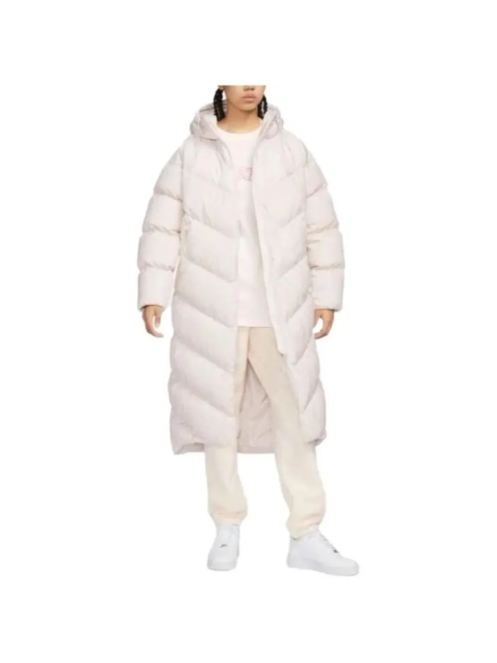 Пуховик Nike Sports Loose Casual Long Hooded — изображение 3 из 4, розовый