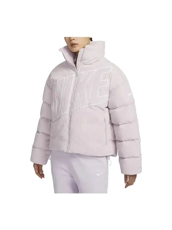 Куртка спортивная одежда основные therma fit oversize вельветовый пуховик Nike — изображение 1 из 4, фиолетовый/серый
