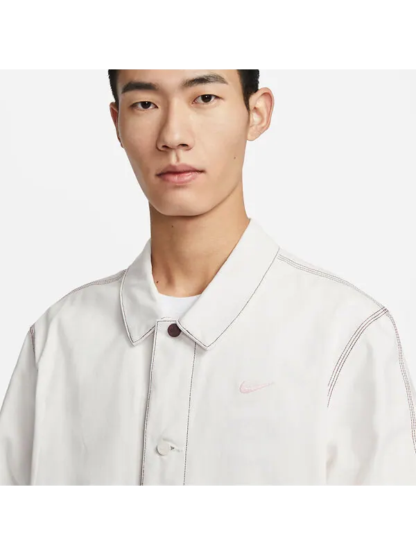 Куртка Nike Sportswear Lapel Work Jacket 'White Grey' — изображение 2 из 4, белый/серый