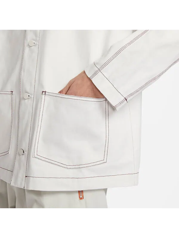 Куртка Nike Sportswear Lapel Work Jacket 'White Grey' — изображение 3 из 4, белый/серый