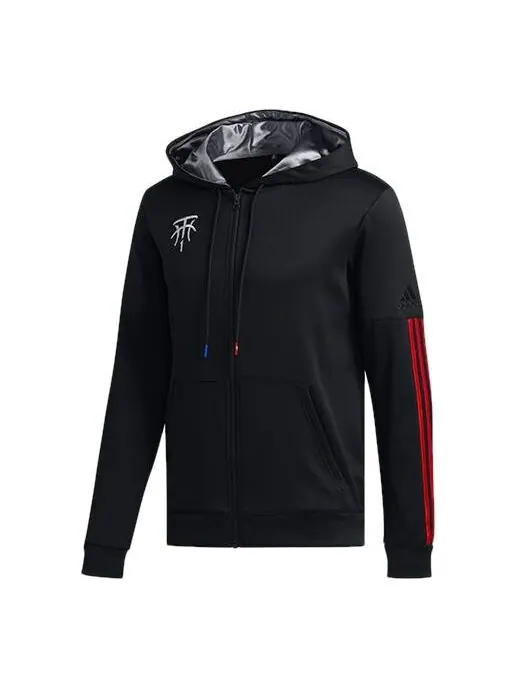 Куртка adidas Zipper Basketball Sports Hooded Jacket Black — изображение 1 из 4, черный