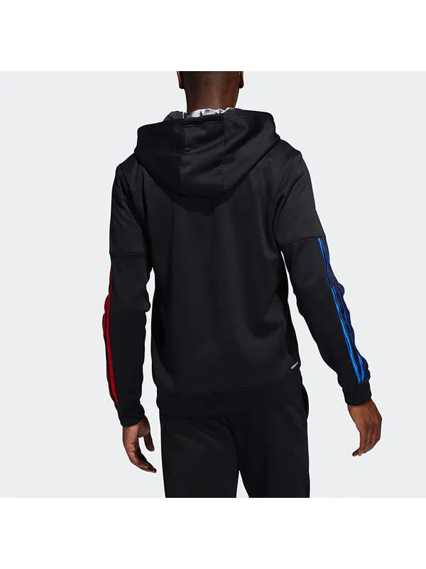Куртка adidas Zipper Basketball Sports Hooded Jacket Black — изображение 4 из 4, черный