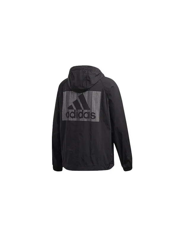 Куртка adidas Logo Casual Sports Hooded Jacket Black — изображение 2 из 4, черный
