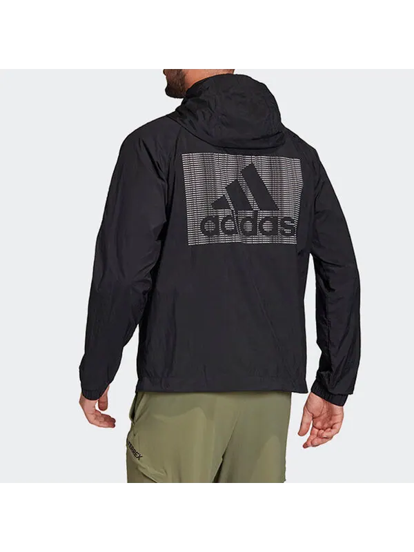 Куртка adidas Logo Casual Sports Hooded Jacket Black — изображение 4 из 4, черный