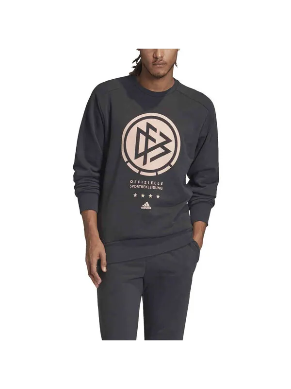 Толстовка Men's adidas Dfb Ssp Cr Swt Germany National Team Large Logo Round Neck Long Sleeves Black — изображение 3 из 4