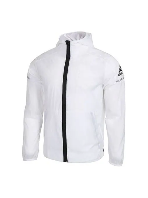 Куртка wb light logo printing woven sports hooded jacket white Adidas — изображение 1 из 4, белый