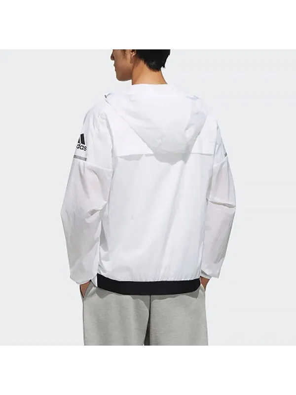 Куртка wb light logo printing woven sports hooded jacket white Adidas — изображение 4 из 4, белый
