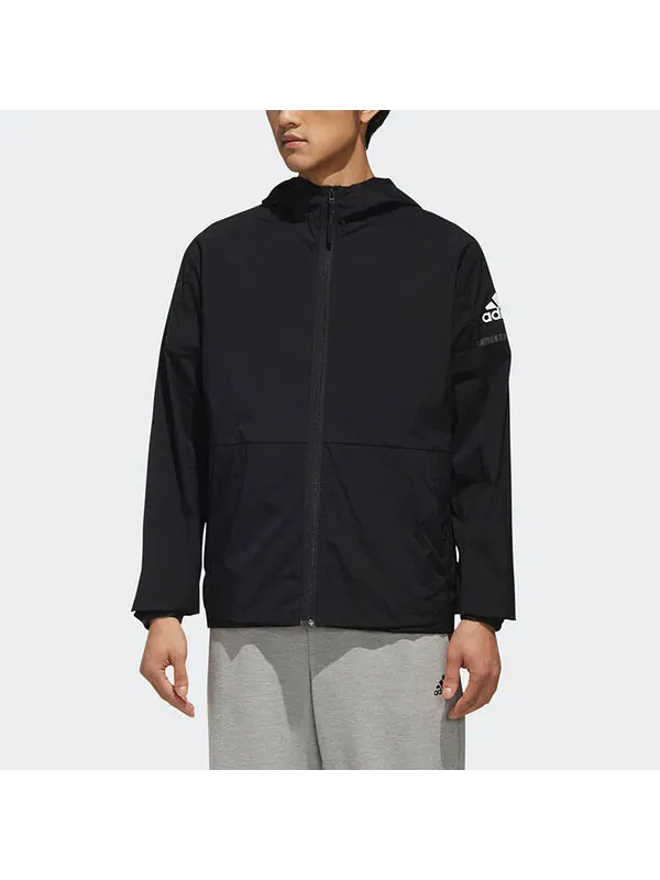 Куртка adidas Wb Light Woven Windproof hooded Logo Jacket Black — изображение 3 из 4, черный
