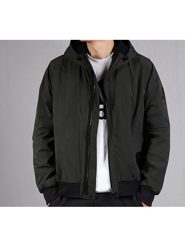Куртка sports hooded jacket men dark brown Adidas — изображение 3 из 4, коричневый