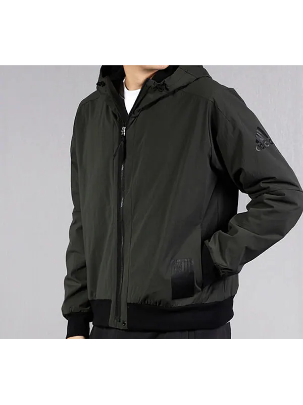 Куртка sports hooded jacket men dark brown Adidas — изображение 4 из 4, коричневый