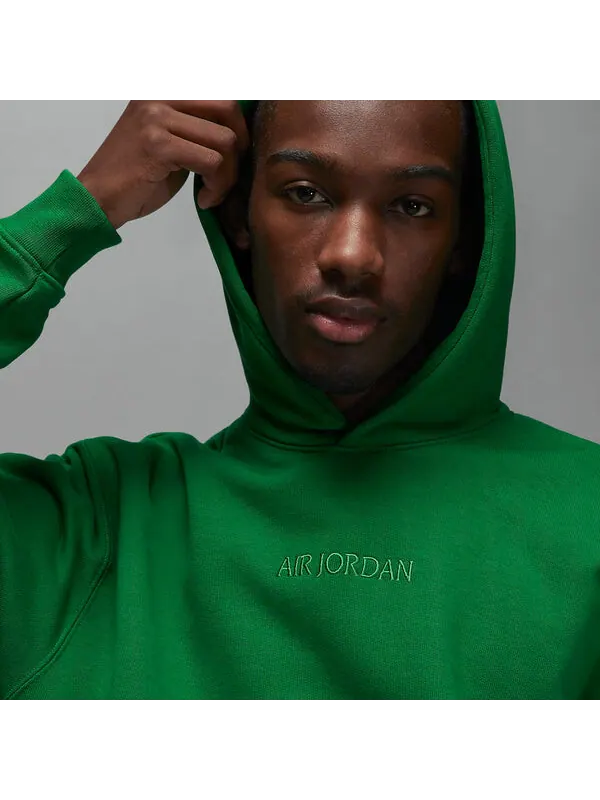 Толстовка Air Jordan Wordmark Fleece Hoodie 'Pine Green' — изображение 2 из 4, зеленый