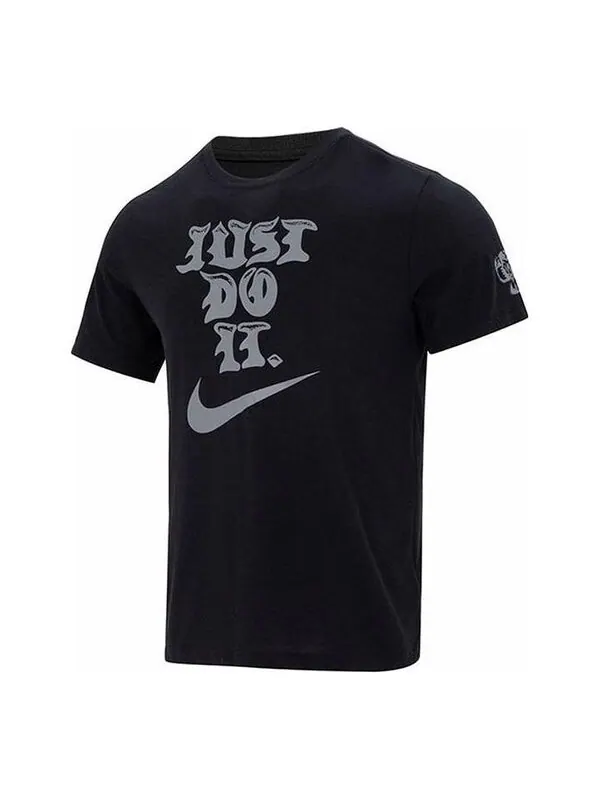Футболка Nike Dri-Fit Graphic Fitness T-Shirt 'Black' — изображение 1 из 4, черный/мульти
