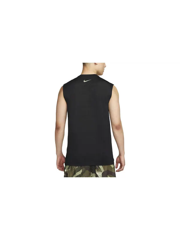 Рубашка Nike Dri-FIT Men's Camo Sleeveless T-Shirt 'Black' — изображение 2 из 3, черный