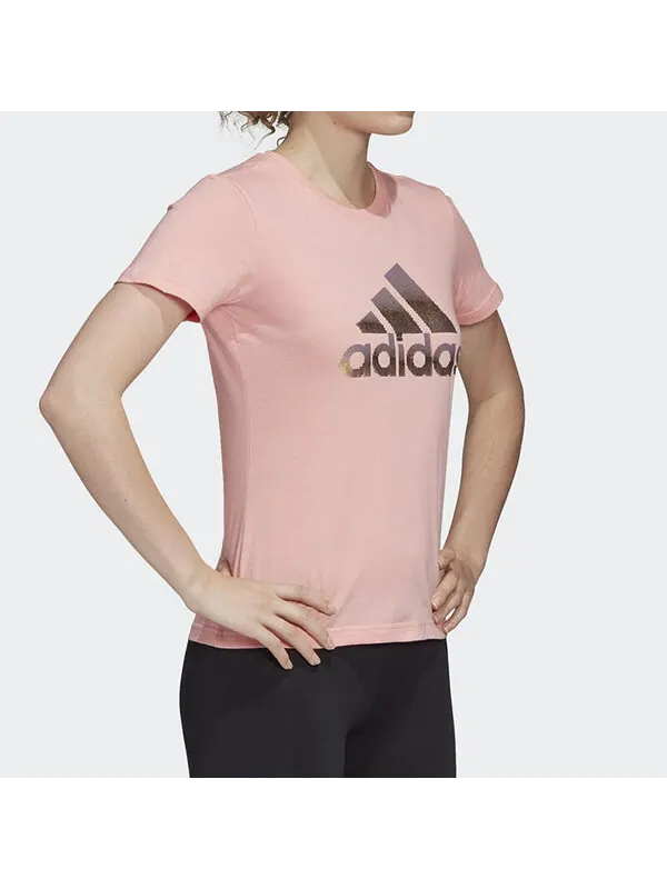 Футболка (WMNS) Adidas Logo T-shirt 'Pink' — изображение 3 из 4, розовый/мульти