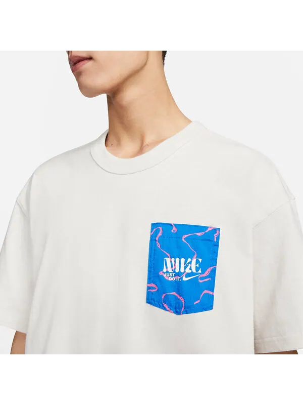 Футболка Nike Just Do It Chest Pocket T-Shirt 'White' — изображение 3 из 4, синий/белый/мульти