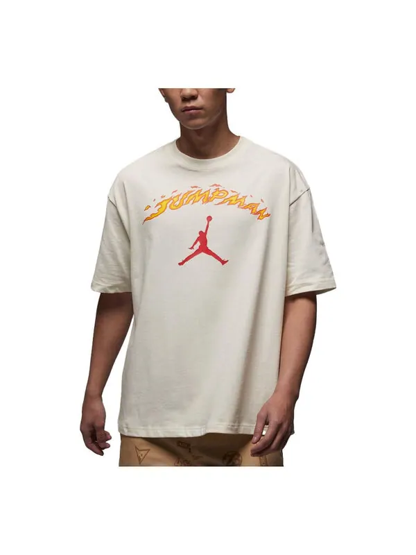 Футболка Air Jordan Fire Jumpman Logo T-Shirt 'White' — изображение 1 из 4, белый/мульти