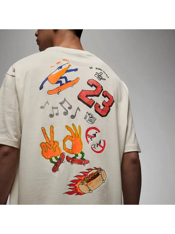 Футболка Air Jordan Fire Jumpman Logo T-Shirt 'White' — изображение 3 из 4, белый/мульти