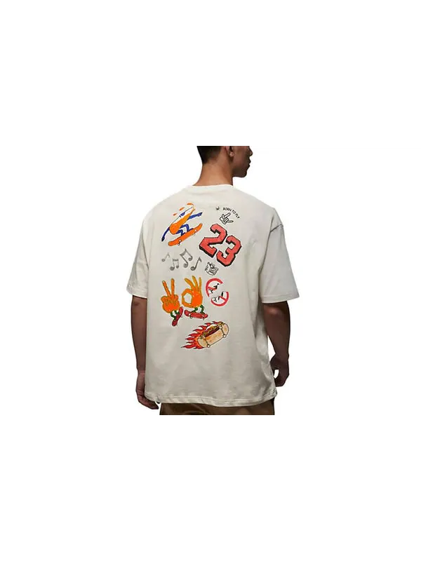 Футболка Air Jordan Fire Jumpman Logo T-Shirt 'White' — изображение 4 из 4, белый/мульти