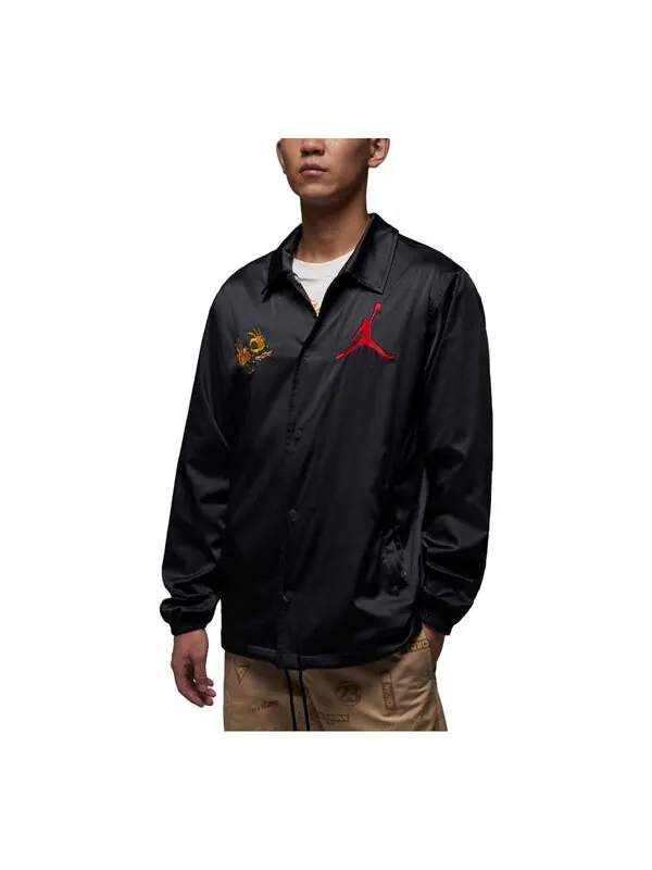 Куртка Air Jordan Fire Coach Jacket 'Black' — изображение 1 из 3, черный