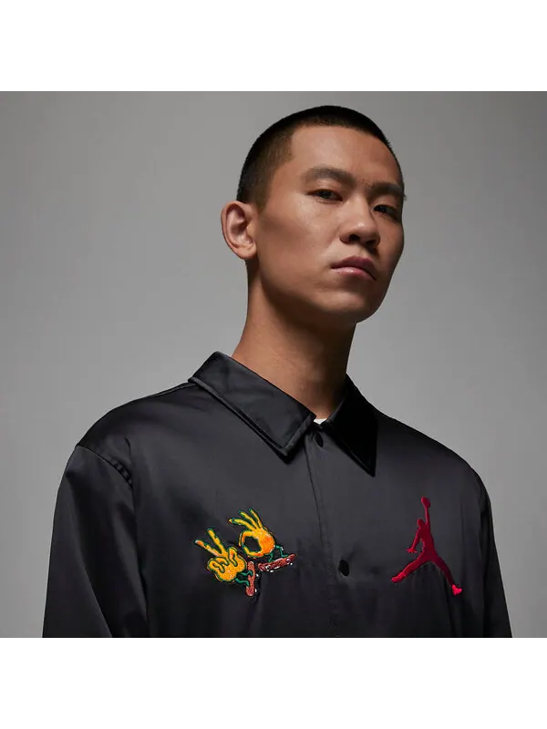 Куртка Air Jordan Fire Coach Jacket 'Black' — изображение 2 из 3, черный