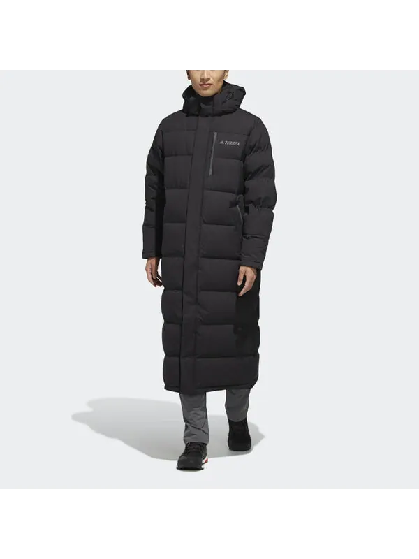 Пуховик adidas Xplr Dwn Bench Stay Warm Solid Color mid-length hooded down Jacket Black — изображение 3 из 4, черный