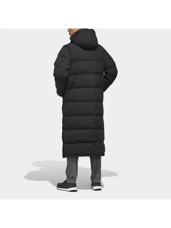 Пуховик adidas Xplr Dwn Bench Stay Warm Solid Color mid-length hooded down Jacket Black — изображение 4 из 4, черный