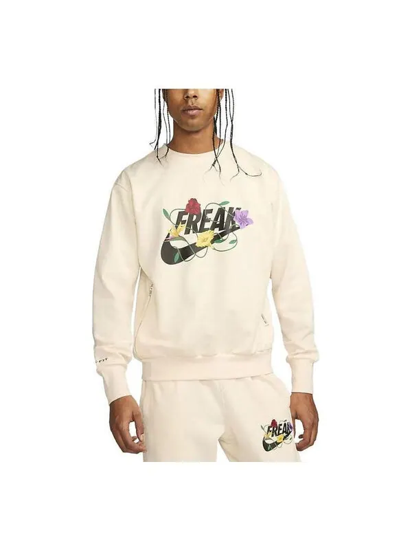 Толстовка Nike Giannis Graphic Basketball Crew Long Sleeve Sweatshirt 'Beige' — изображение 1 из 3, бежевый/белый/мульти