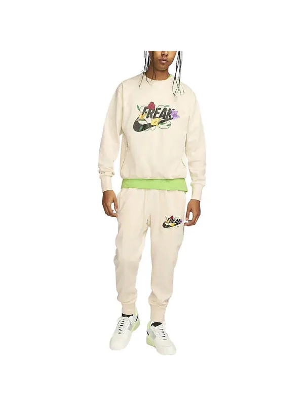 Толстовка Nike Giannis Graphic Basketball Crew Long Sleeve Sweatshirt 'Beige' — изображение 2 из 3, бежевый/белый/мульти