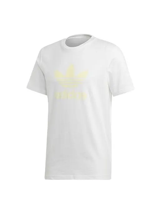 Футболка originals chest logo printing sports short sleeve white Adidas — изображение 1 из 4, белый/желтый