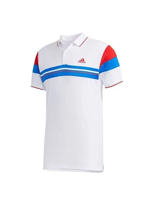 Футболка adidas Colorblock Tennis Sports Short Sleeve Polo Shirt White — изображение 1 из 4, мульти