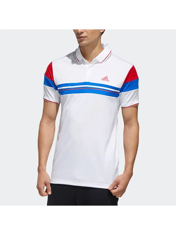 Футболка adidas Colorblock Tennis Sports Short Sleeve Polo Shirt White — изображение 3 из 4, мульти