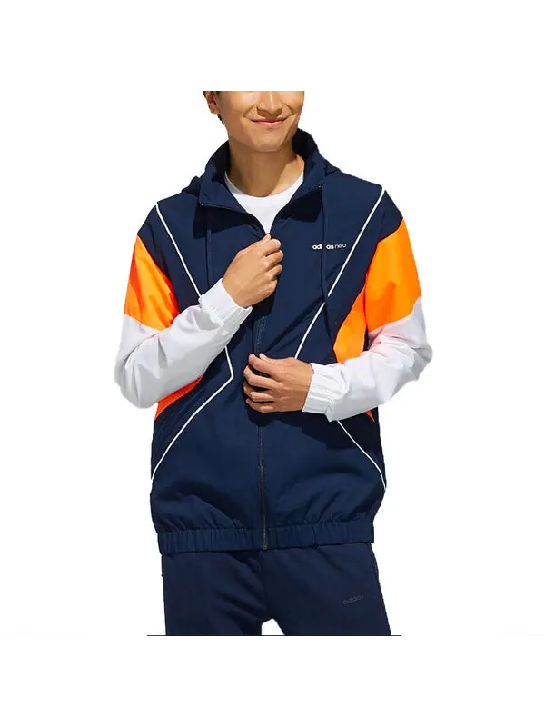 Куртка adidas neo M CS CLBLCKD WB Casual Sports Hooded Jacket Navy Blue — изображение 3 из 4, синий