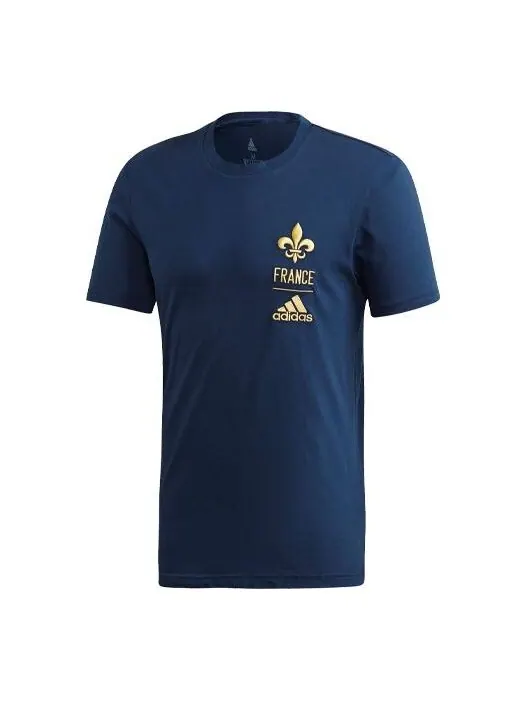 Футболка fra ci tee soccer/football sports embroidered logo printing knit short sleeve navy blue Adidas — изображение 1 из 4