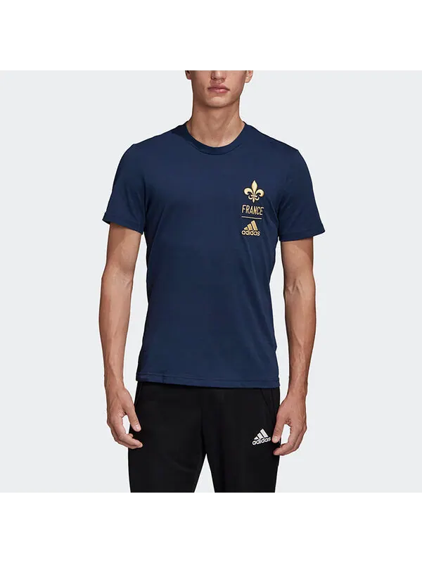 Футболка fra ci tee soccer/football sports embroidered logo printing knit short sleeve navy blue Adidas — изображение 3 из 4