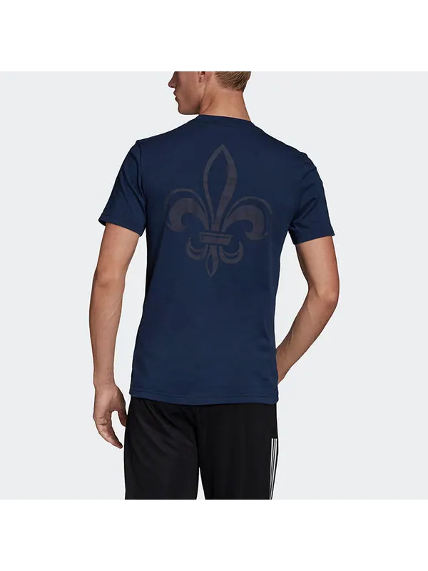 Футболка fra ci tee soccer/football sports embroidered logo printing knit short sleeve navy blue Adidas — изображение 4 из 4