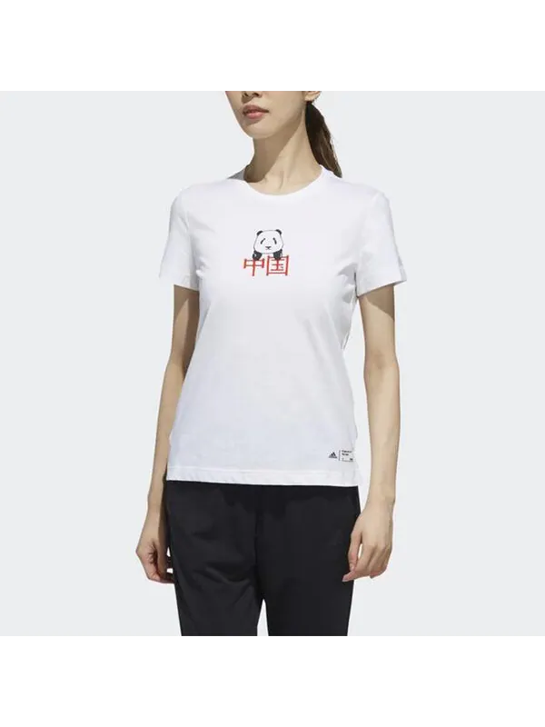 Футболка kc tee ls cn sports стильные с круглым вырезом и коротким рукавом Adidas — изображение 2 из 3, белый
