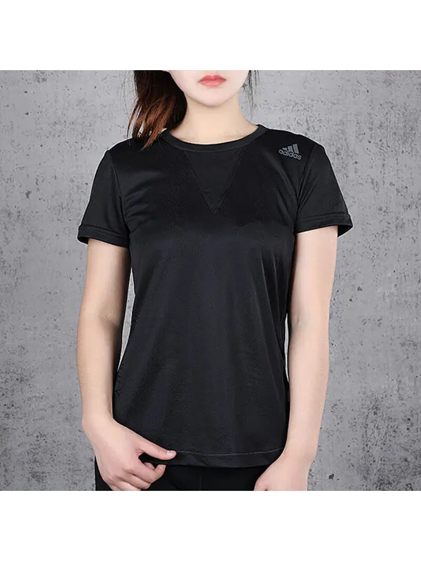 Футболка (WMNS) adidas Training T-shirts 'Black' — изображение 3 из 4, черный