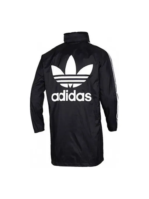 Куртка originals back logo printed hooded casual windbreaker men black Adidas — изображение 1 из 4, черный