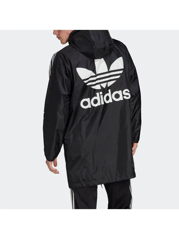 Куртка originals back logo printed hooded casual windbreaker men black Adidas — изображение 4 из 4, черный