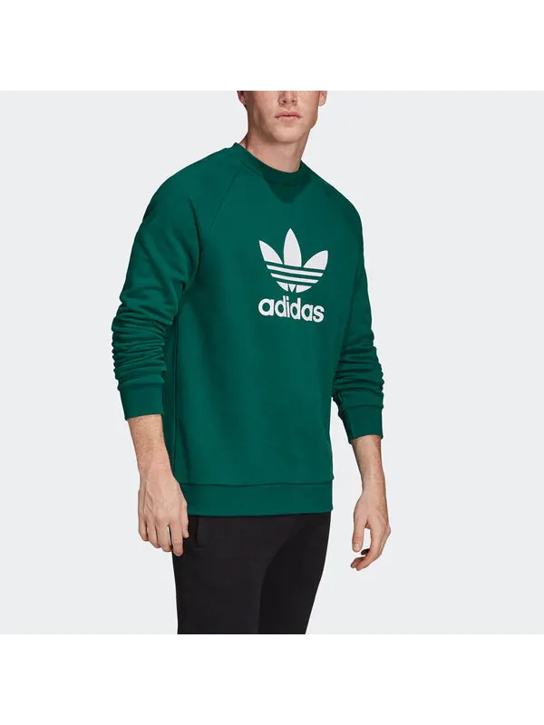 Толстовка originals casual sports round neck pullover green Adidas — изображение 3 из 4, зеленый