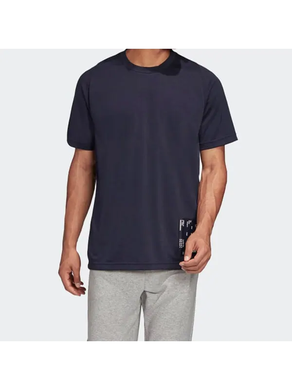 Футболка Adidas Training Sports Round Neck Short Sleeve 'Blue' — изображение 3 из 4, синий